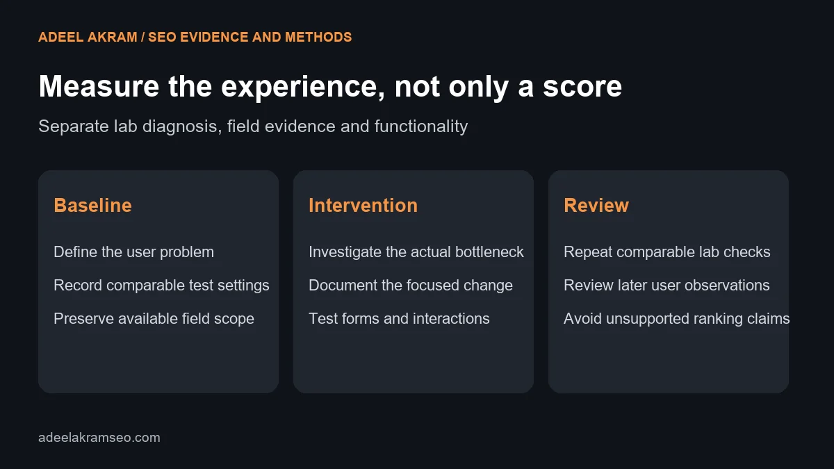 WordPress speed study: capture comparable baseline conditions, document a focused change and review lab and field evidence separately.